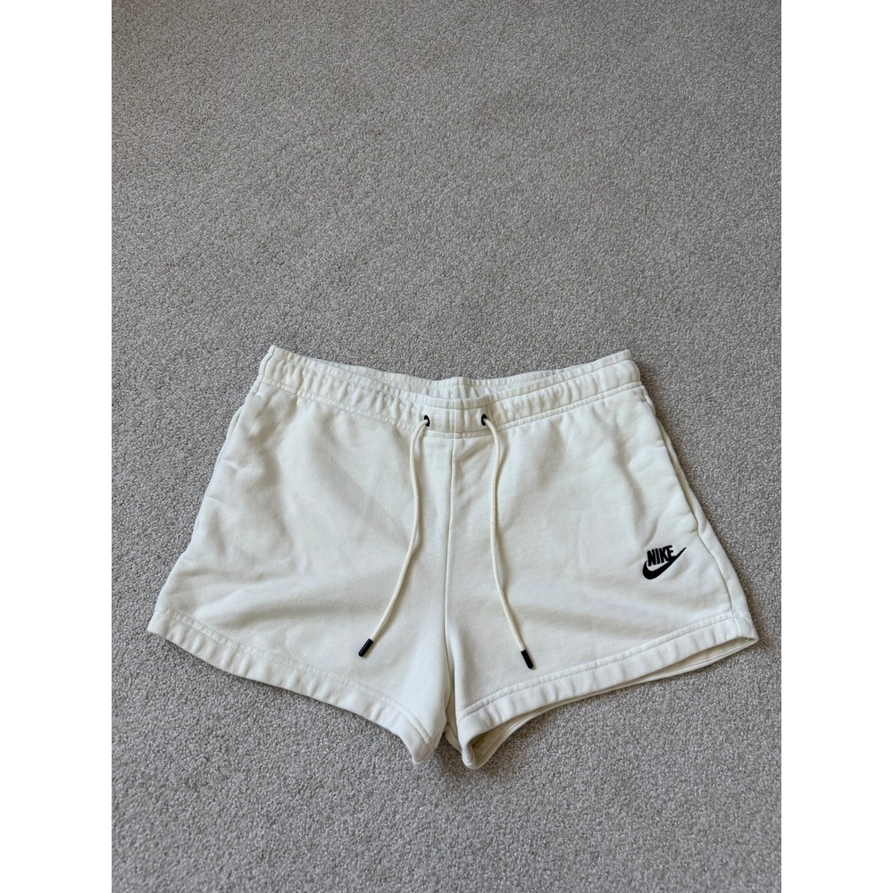 Nike Cream Athletic Drawstring Shorts with Black Logo